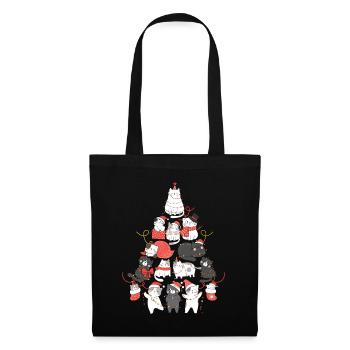 Cat Christmas Tree Cat Tree String Lights - Tote Bag - black - Front