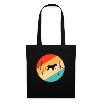Hund Retro Herzschlag - Stoffbeutel - Schwarz - Vorne