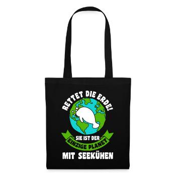 Meerkuh Seekuh - Stoffbeutel - Schwarz - Vorne
