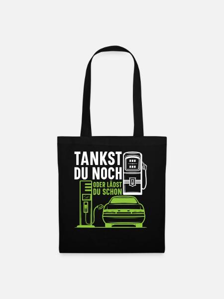 E-Auto Tankstelle Elektro Auto Ladestation - Elekt - Stoffbeutel - Schwarz