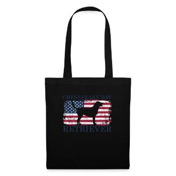 Chesapeake Bay Retriever avec drapeau des États-Unis - Sac en tissu - noir - Devant