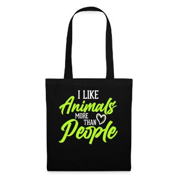 Ich Mag Tiere Mehr Als Menschen - Vegan - Stoffbeutel - Schwarz - Vorne
