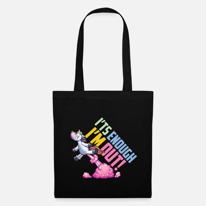 Einhorn Its Enough Im Out - Stoffbeutel - Schwarz