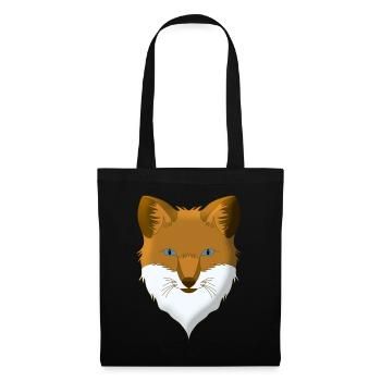 Fuchs Waldtier Design gepunktet mit Tierkopf - Stoffbeutel - Schwarz - Vorne