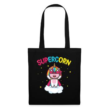 Supercorn | Licorne mignonne | Chemise Licorne | - Sac en tissu - noir - Devant
