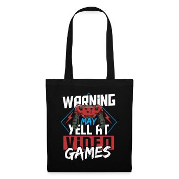 Warning May Yell At Video Games Gamer Gaming - Stoffbeutel - Schwarz - Vorne