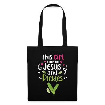 This Girl Runs On Jesus And Pickles - Stoffbeutel - Schwarz - Vorne