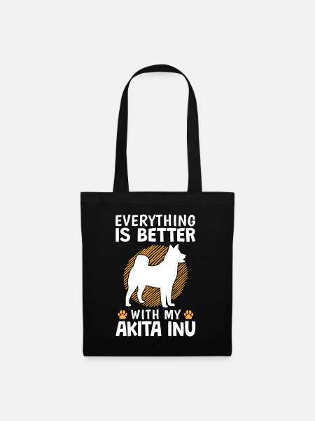 Alles besser mit Akita Inu japanischer Spitz - Stoffbeutel - Schwarz