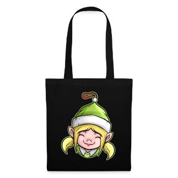 Kawaii Xmas Christmas Tree Ball Globe Female Elf - Tote Bag - black - Front