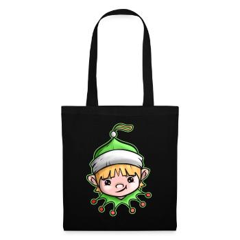 Kawaii Xmas Christmas Tree Ball Globe Kawaii Elf - Tote Bag - black - Front