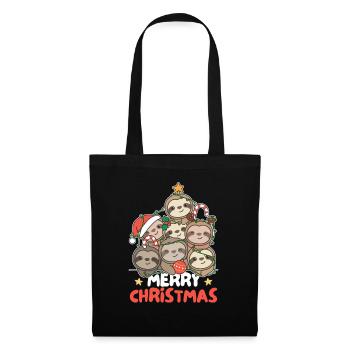 Paresseux arbre de Noël Joyeux Noël - Sac en tissu - noir - Devant