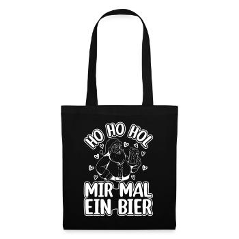 Ho Ho Hol Mir Mal Ein Bier - Weihnachtsmann - Stoffbeutel - Schwarz - Vorne