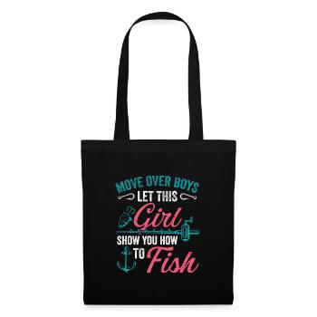 Pêche Filles Rod Fisher Poisson Pêcheur Pêche - Sac en tissu - noir - Devant