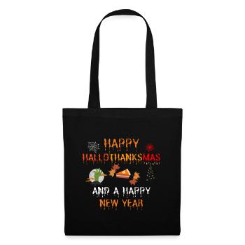 Happy Hallothanksmas and a Happy New Year - Stoffbeutel - Schwarz - Vorne