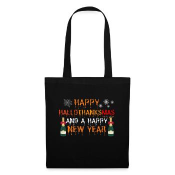 Happy Hallothanksmas and a Happy New Year - Stoffbeutel - Schwarz - Vorne