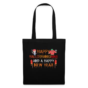 Happy Hallothanksmas and a Happy New Year - Stoffbeutel - Schwarz - Vorne