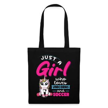 Just A Girl Who Loves Unicorns And Soccer - Stoffbeutel - Schwarz - Vorne