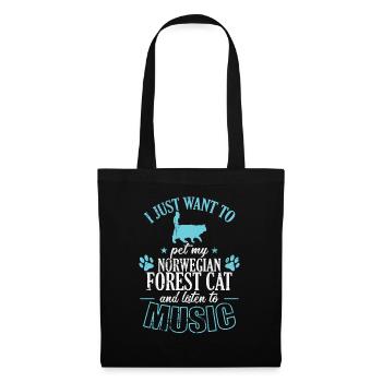 Caresser mon chat de la forêt norvégienne et écouter de la musique - Sac en tissu - noir - Devant