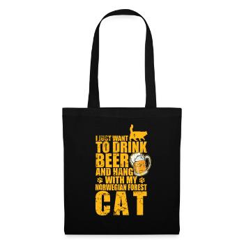 Buvez de la bière et traînez avec mon chat de la forêt norvégienne - Sac en tissu - noir - Devant