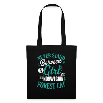 Ne vous tenez jamais entre une fille et son chat norvégien - Sac en tissu - noir - Devant