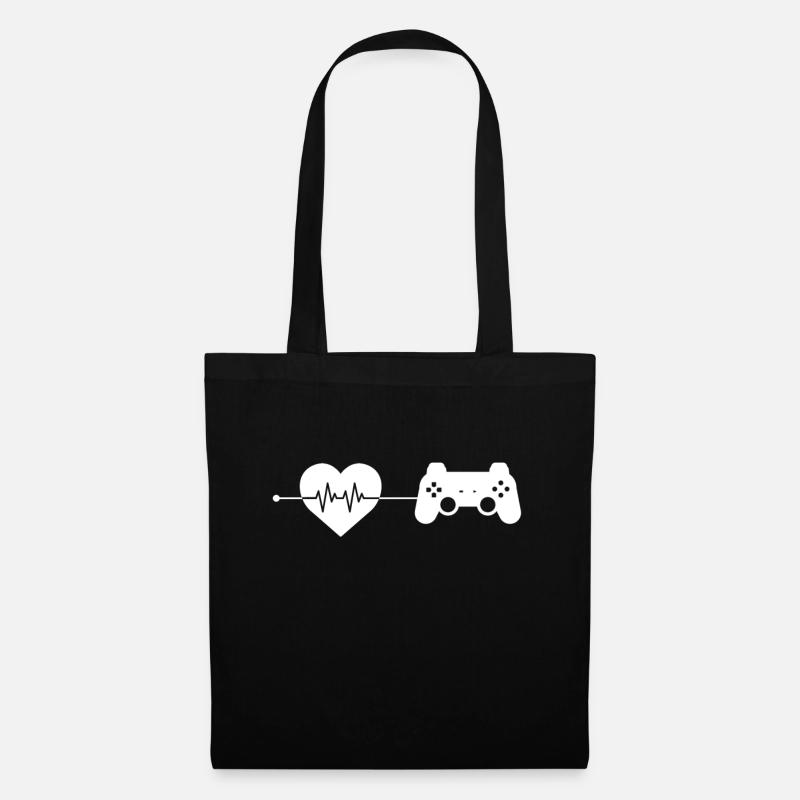 Gaming Herzschlag - Stoffbeutel - Schwarz