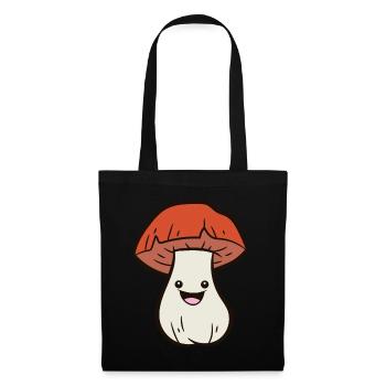 Mushroom - Happy Mushroom - Stoffbeutel - Schwarz - Vorne