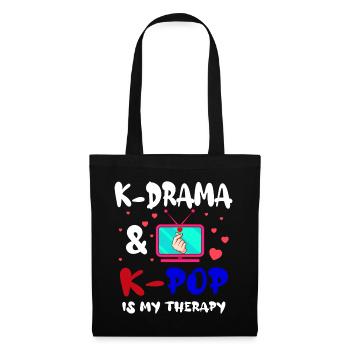 K-drama & K-pop est ma thérapie Aegyo Saranghae - Sac en tissu - noir - Devant