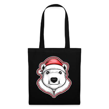 Ours polaire avec chapeau de Père Noël pour Noël - Sac en tissu - noir - Devant