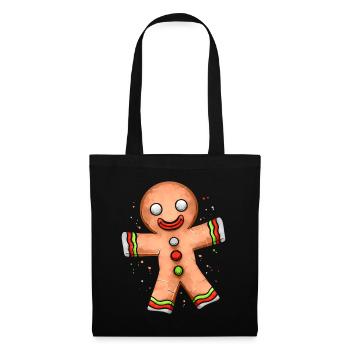 Gingerbread Man Merry Christmas - Stoffbeutel - Schwarz - Vorne