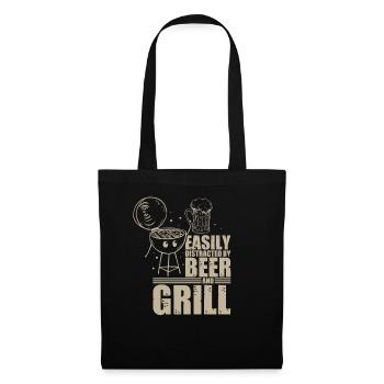 Easily Distracted by Beer and Grill Grilling BBQ - Tote Bag - black - Front