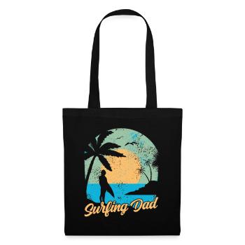 Surfender Vater Surfing Surfen Surfbrett Surfer - Stoffbeutel - Schwarz - Vorne