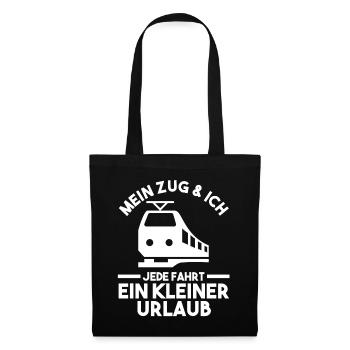 Eisenbahn Dampflok Lokomotive Lokführer - Stoffbeutel - Schwarz - Vorne