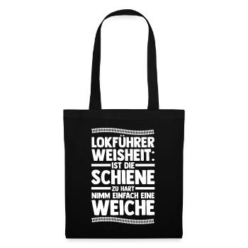 Eisenbahn Dampflok Lokomotive Lokführer - Stoffbeutel - Schwarz - Vorne