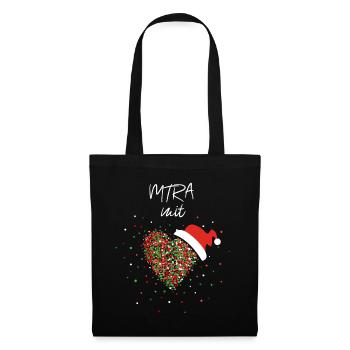 MTRA mit Herz Nikolausmütze Weihnachtsmotiv Xmas - Stoffbeutel - Schwarz - Vorne