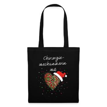 Chirurgiemechanikerin mit Herz Weihnachtsmotiv - Stoffbeutel - Schwarz - Vorne