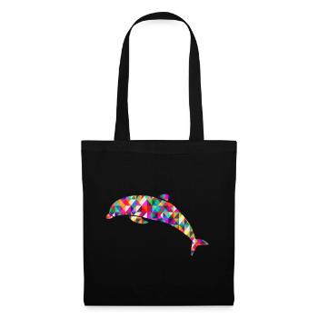 Delfin Mosaik Bunt - Stoffbeutel - Schwarz - Vorne