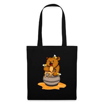 Bär Geschenk Kinder Honig Grizzly Bär - Stoffbeutel - Schwarz - Vorne