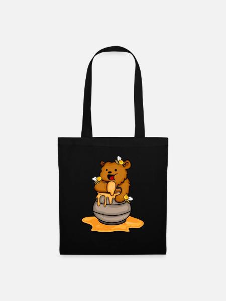 Bär Geschenk Kinder Honig Grizzly Bär - Stoffbeutel - Schwarz