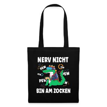 Bin am Zocken, Nerv nicht Gaming Krokodil Pew - Stoffbeutel - Schwarz - Vorne