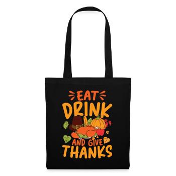Eat Drink Give Thanks Danken für die Familie - Stoffbeutel - Schwarz - Vorne
