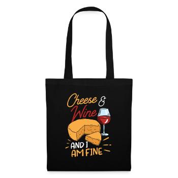 Fromage et vin et je suis un amoureux de l’amour - Sac en tissu - noir - Devant