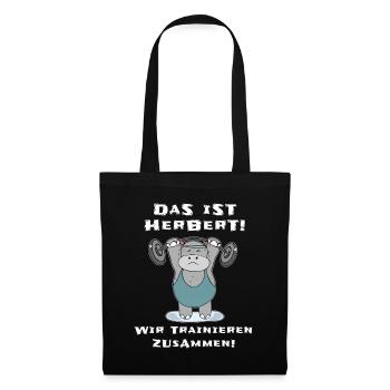 Das ist Herbert wir trainieren zusammen Fitness - Stoffbeutel - Schwarz - Vorne