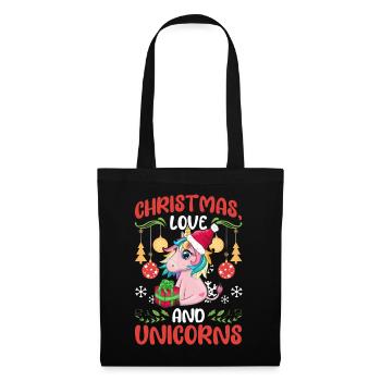 Einhorn Frauen Mädchen Weihnachen Liebe Einhörner - Stoffbeutel - Schwarz - Vorne