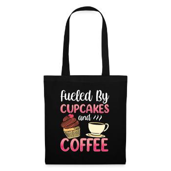 Angetrieben Von Cupcakes Und Kaffee Essen Cupcake - Stoffbeutel - Schwarz - Vorne
