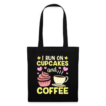 Ich Laufe Auf Cupcakes Und Kaffee Cupcake Essen - Stoffbeutel - Schwarz - Vorne