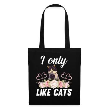 I Only Like Cats - Cat with Flowers Cat Owner Cat - Tote Bag - black - Front