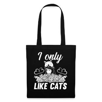I Only Like Cats - Cat with Flowers Cat Lover Cat - Tote Bag - black - Front