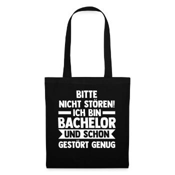 Student Akademiker Uni Abschlussfeier Bachelor - Stoffbeutel - Schwarz - Vorne