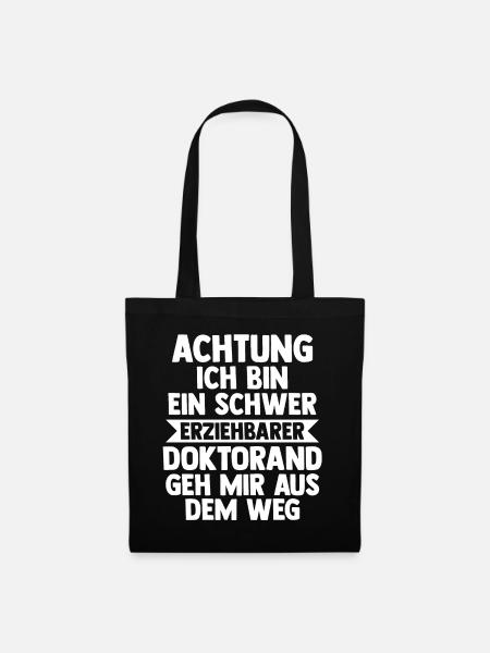 Doktor Abschluss Doktorand Promotion Doktortitel - Stoffbeutel - Schwarz