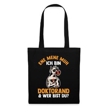 Doktor Abschluss Kuh Doktorand Promotion Doktortit - Stoffbeutel - Schwarz - Vorne